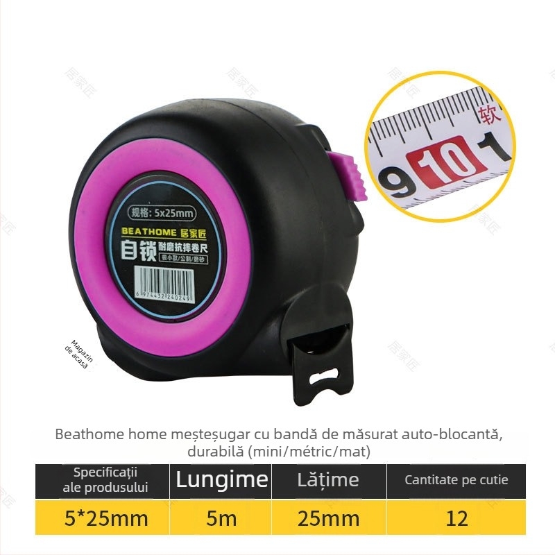 Home Craftsman Bandă metrică din oțel, anti-cădere, lamă îngroșată și durificată, carcasă din oțel inoxidabil, 12 buc./cutie