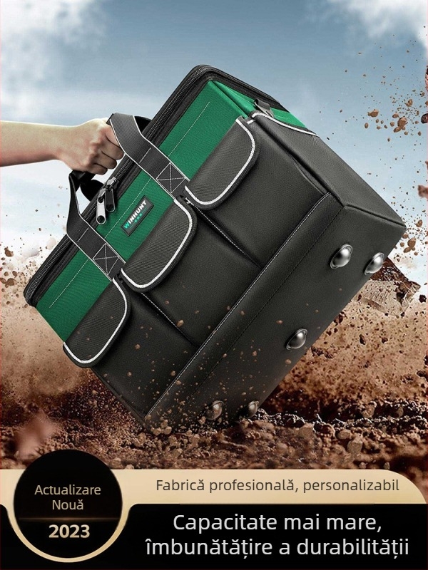Set de genți pentru unelte din pânză rezistentă la uzură, groasă, portabil pentru tâmplărie și electricitate – două genți pătrate cu 30% capacitate în plus și design 3D, cu curele, pentru uz casnic