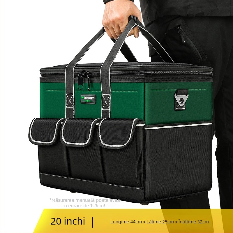 Set de genți pentru unelte din pânză rezistentă la uzură, groasă, portabil pentru tâmplărie și electricitate – două genți pătrate cu 30% capacitate în plus și design 3D, cu curele, pentru uz casnic