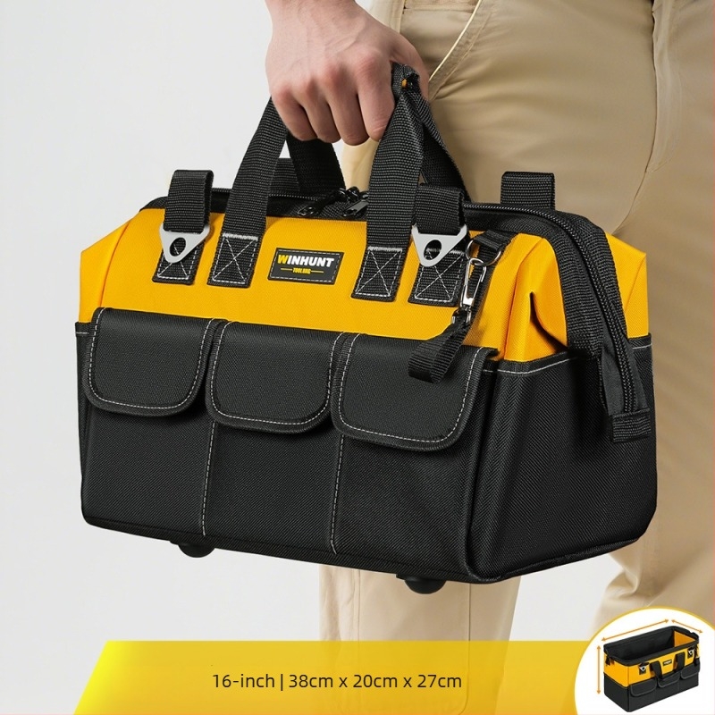 Set de genți pentru unelte din pânză rezistentă la uzură, groasă, portabil pentru tâmplărie și electricitate – două genți pătrate cu 30% capacitate în plus și design 3D, cu curele, pentru uz casnic