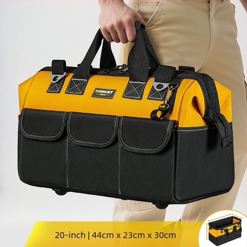 Set de genți pentru unelte din pânză rezistentă la uzură, groasă, portabil pentru tâmplărie și electricitate – două genți pătrate cu 30% capacitate în plus și design 3D, cu curele, pentru uz casnic
