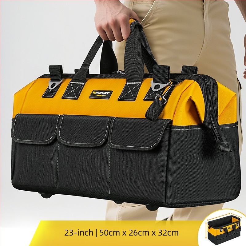 Set de genți pentru unelte din pânză rezistentă la uzură, groasă, portabil pentru tâmplărie și electricitate – două genți pătrate cu 30% capacitate în plus și design 3D, cu curele, pentru uz casnic