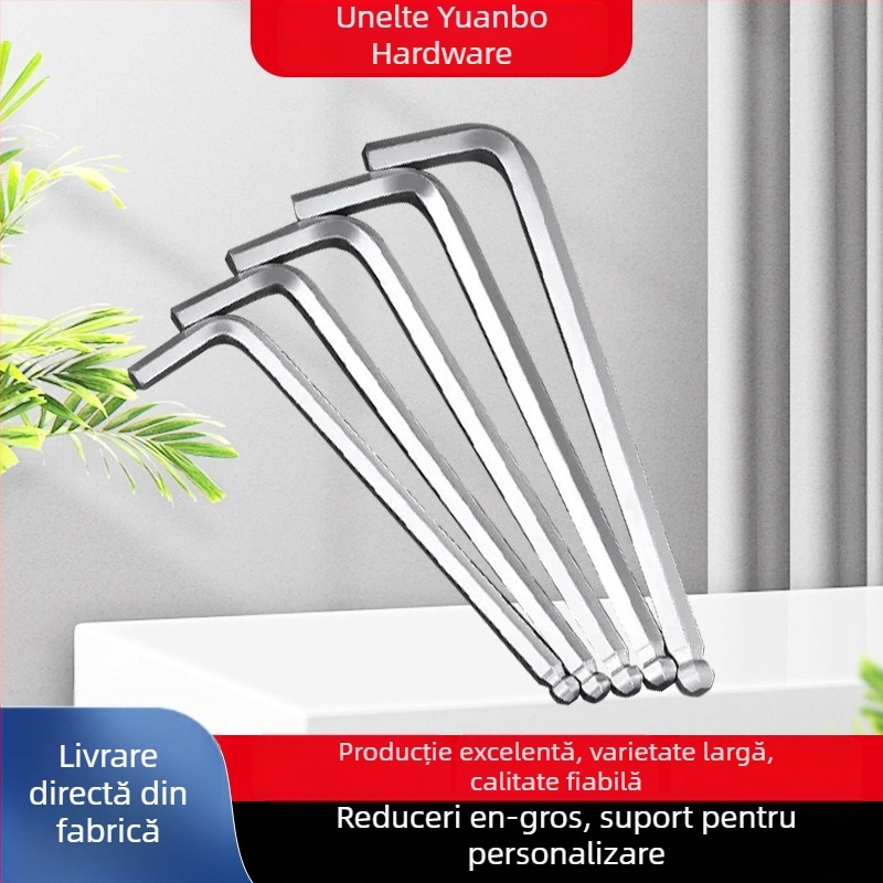 Set de chei hexagonale cu interior hexagonal, capă în formă de L cu cap rotund