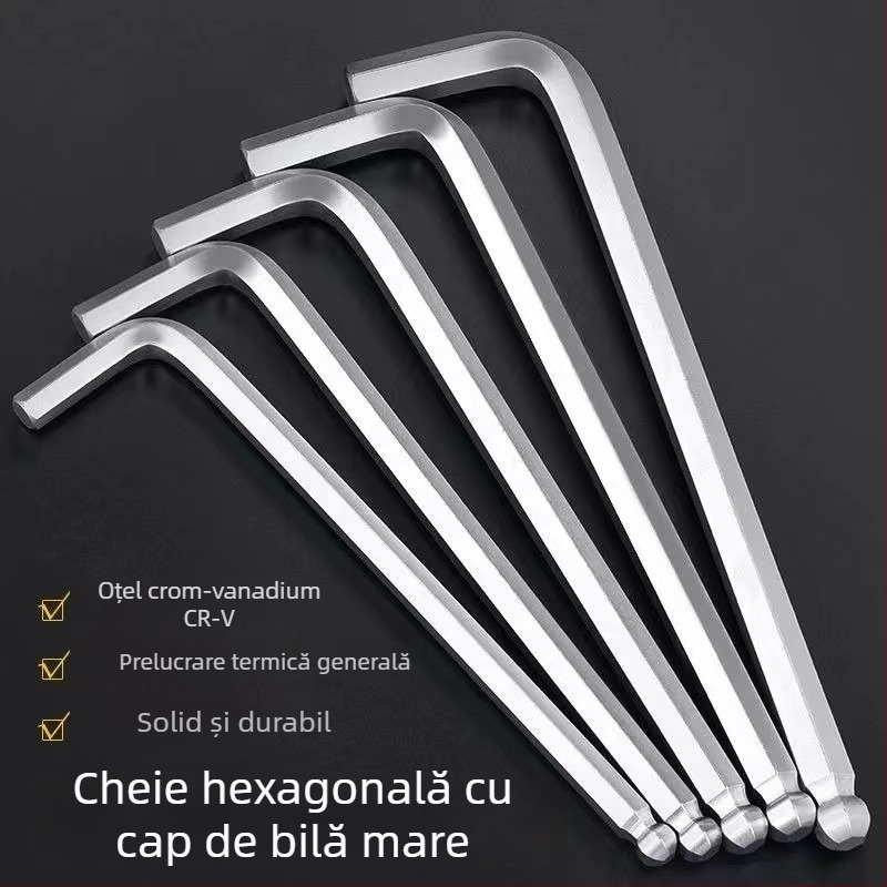 Set de chei hexagonale cu interior hexagonal, capă în formă de L cu cap rotund