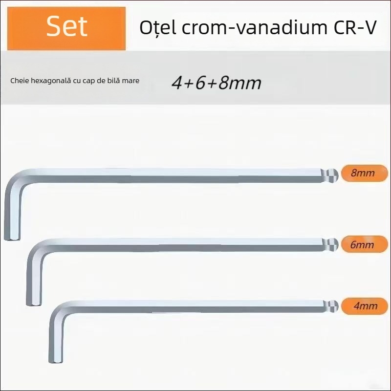 Set de chei hexagonale cu interior hexagonal, capă în formă de L cu cap rotund