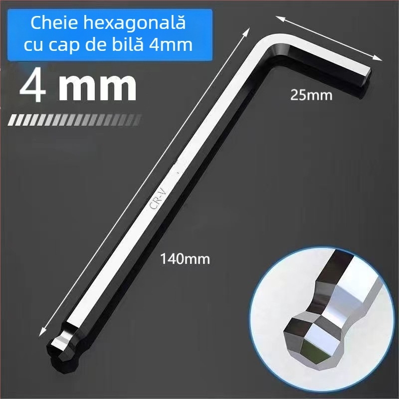 Set de chei hexagonale cu interior hexagonal, capă în formă de L cu cap rotund