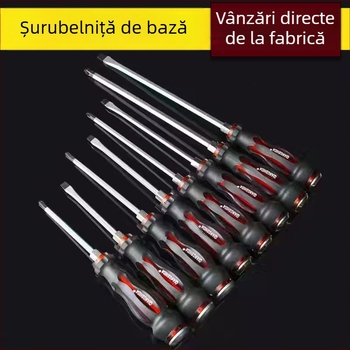 Set de șurubelnițe magnetice din oțel crom-vanadiu, capete crucișate și plate, mâner PP/TPR