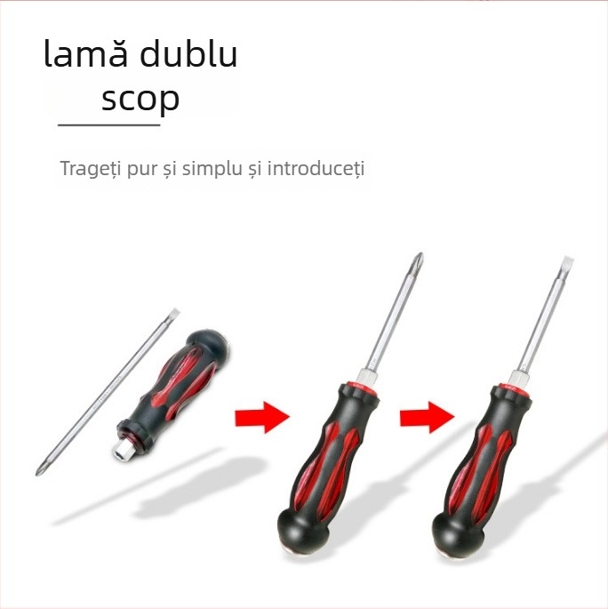 Set de șurubelnițe magnetice din oțel crom-vanadiu, capete crucișate și plate, mâner PP/TPR