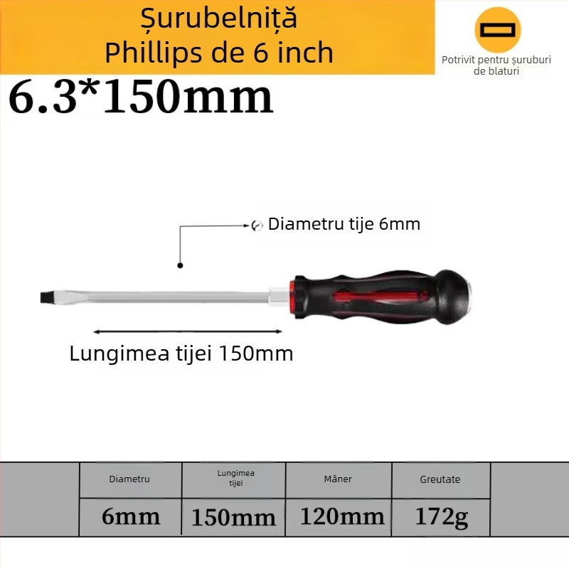 Set de șurubelnițe magnetice din oțel crom-vanadiu, capete crucișate și plate, mâner PP/TPR