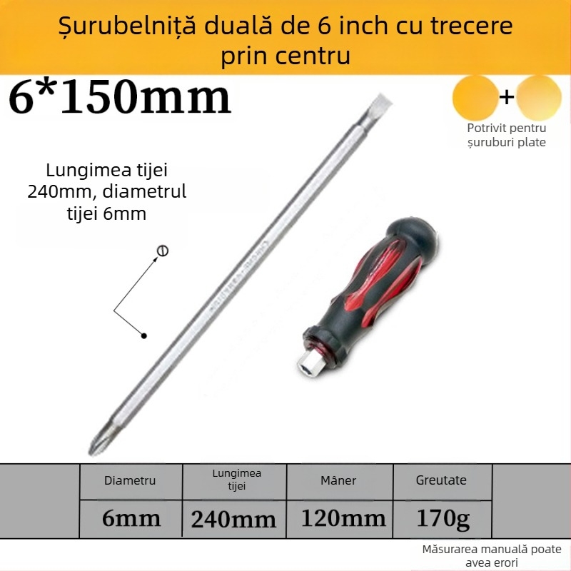 Set de șurubelnițe magnetice din oțel crom-vanadiu, capete crucișate și plate, mâner PP/TPR