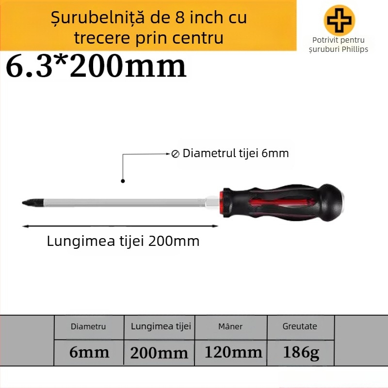 Set de șurubelnițe magnetice din oțel crom-vanadiu, capete crucișate și plate, mâner PP/TPR