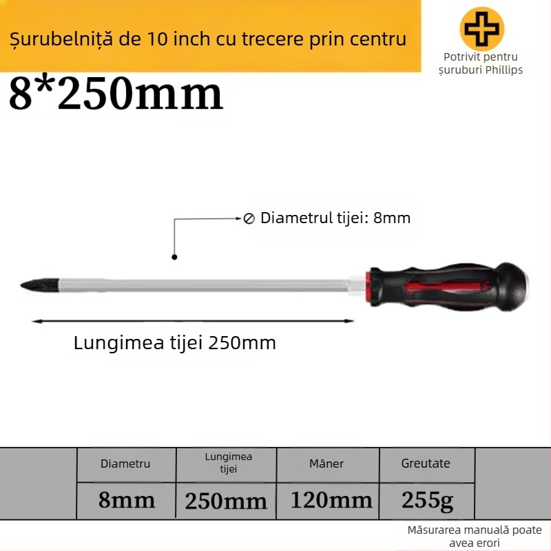Set de șurubelnițe magnetice din oțel crom-vanadiu, capete crucișate și plate, mâner PP/TPR