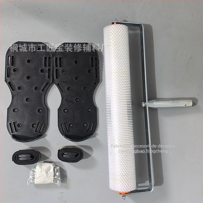 Set de unelte pentru nivelare ciment cu rolă de eliminare a bulelor, rolă anti-spumă și mistrie de nivelare — set de 5 piese, construcție metal/plastic, pentru uz casnic