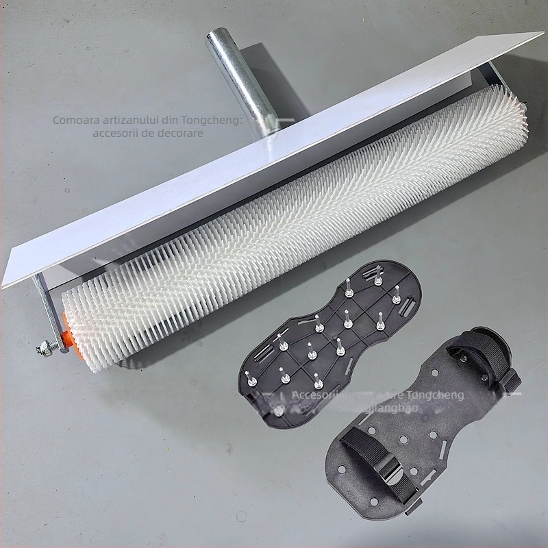 Set de unelte pentru nivelare ciment cu rolă de eliminare a bulelor, rolă anti-spumă și mistrie de nivelare — set de 5 piese, construcție metal/plastic, pentru uz casnic