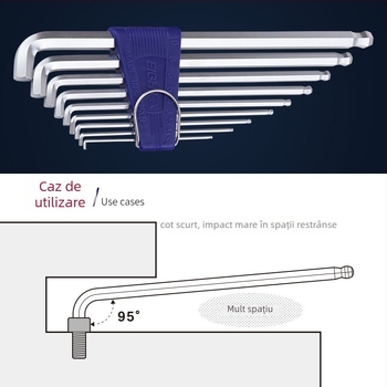 Bailey set de chei hexagonale interne, 8 piese, modele TTR-S7/TTR-S9, material SVCM+, placare electrolitică