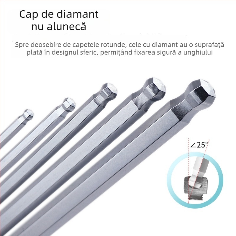 Bailey set de chei hexagonale interne, 8 piese, modele TTR-S7/TTR-S9, material SVCM+, placare electrolitică