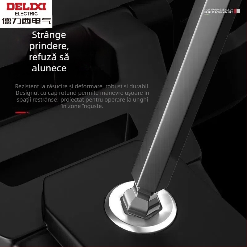 Delixi Set chei Allen, din aliaj, cap hexagonal interior, moment de cuplu înalt