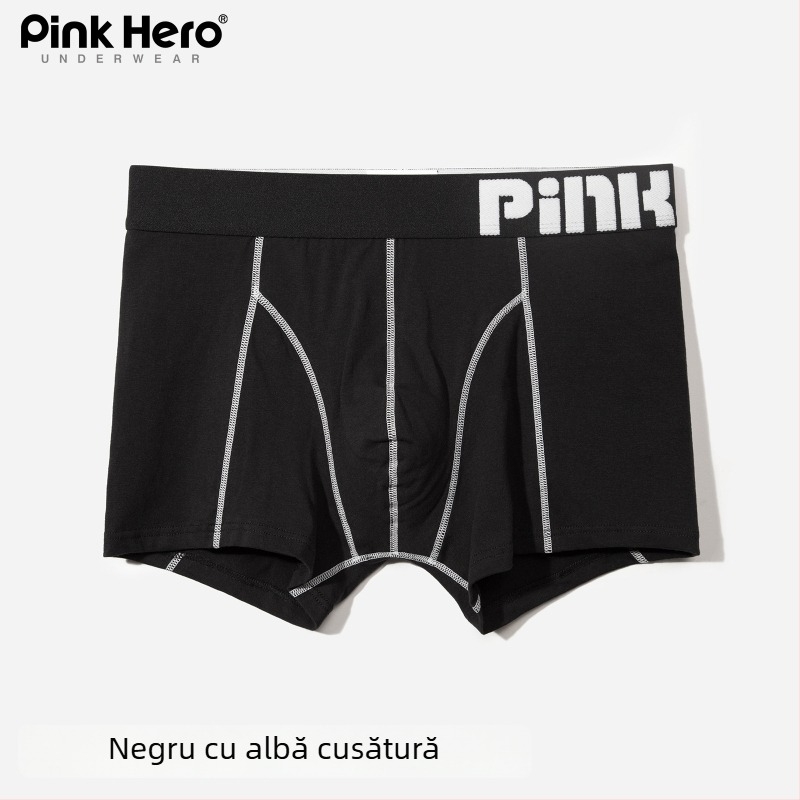 PINKHERO Boxer bărbați din bumbac – talie medie, model solid, respirabil, antibacterian, strângere a burții