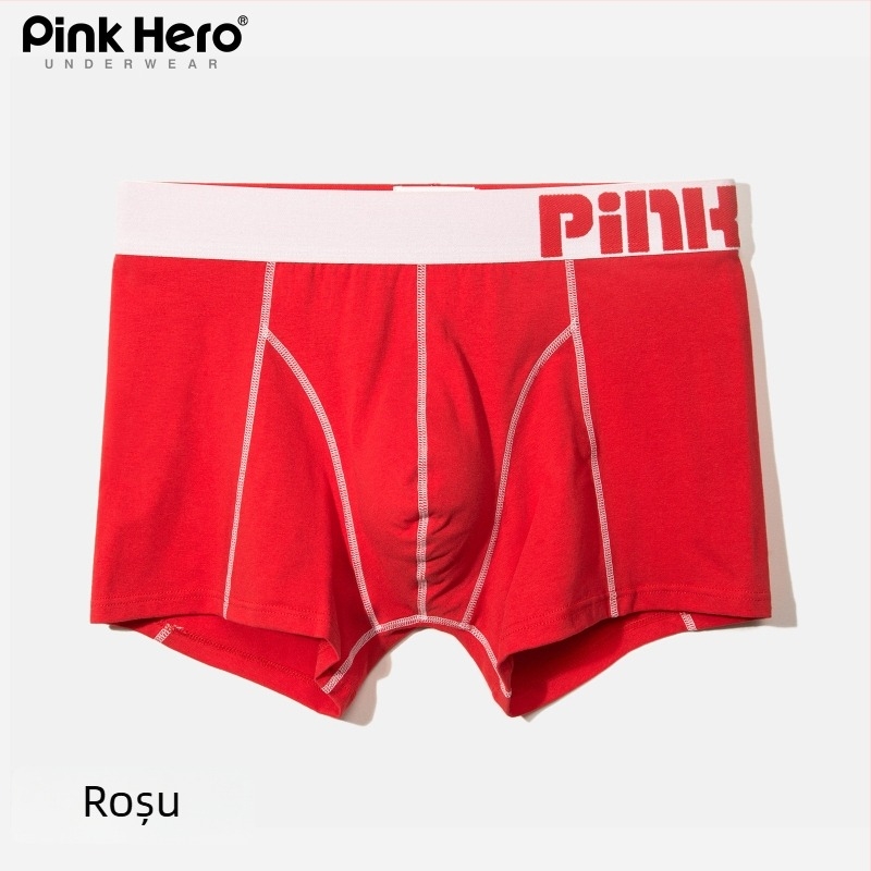 PINKHERO Boxer bărbați din bumbac – talie medie, model solid, respirabil, antibacterian, strângere a burții