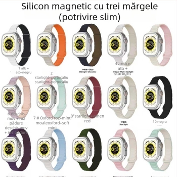 Brățară subțire din silicon magnetic pentru Apple Watch — închidere magnetică, dimensiune a interfeței personalizabilă