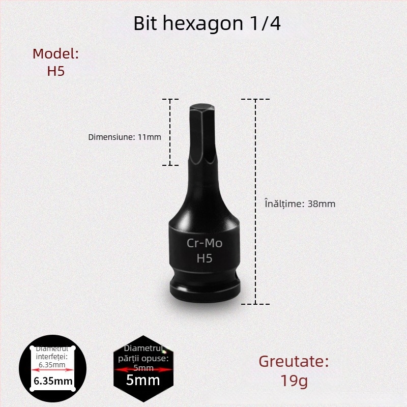 Galic șurubelniță pneumatică cu cap hexagonal și schimbare rapidă a bitilor, oțel crom-molibden, Zhejiang origine