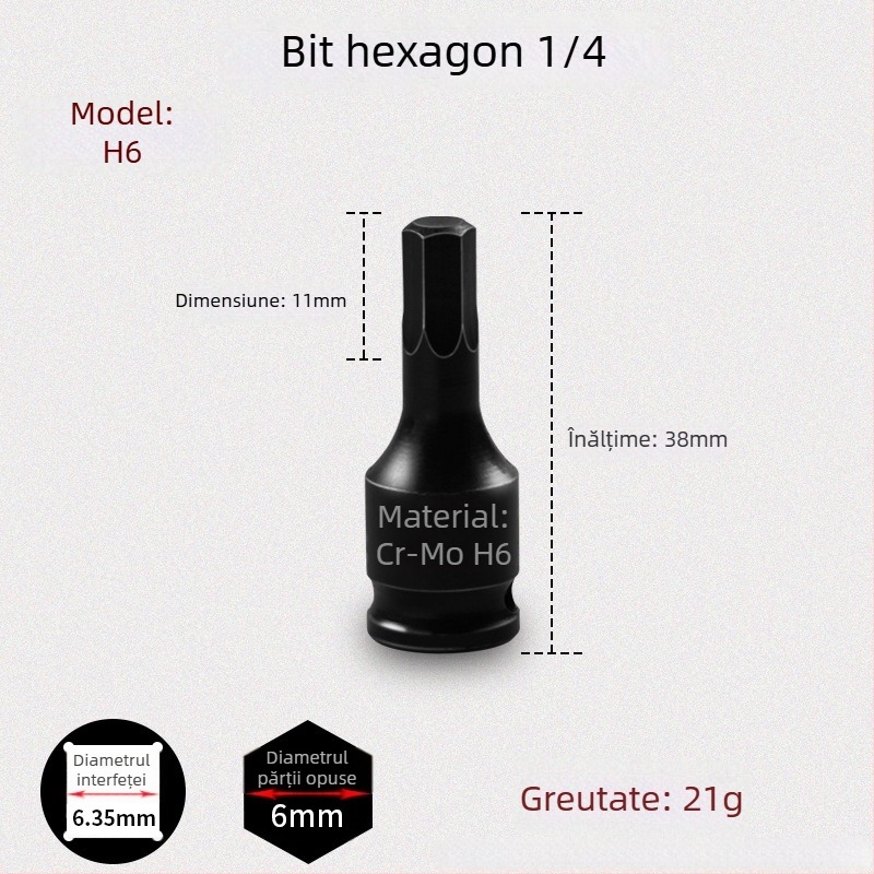 Galic șurubelniță pneumatică cu cap hexagonal și schimbare rapidă a bitilor, oțel crom-molibden, Zhejiang origine