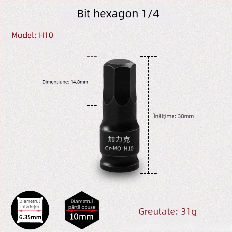 Galic șurubelniță pneumatică cu cap hexagonal și schimbare rapidă a bitilor, oțel crom-molibden, Zhejiang origine