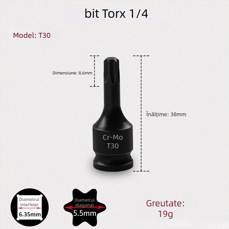 Galic șurubelniță pneumatică cu cap hexagonal și schimbare rapidă a bitilor, oțel crom-molibden, Zhejiang origine