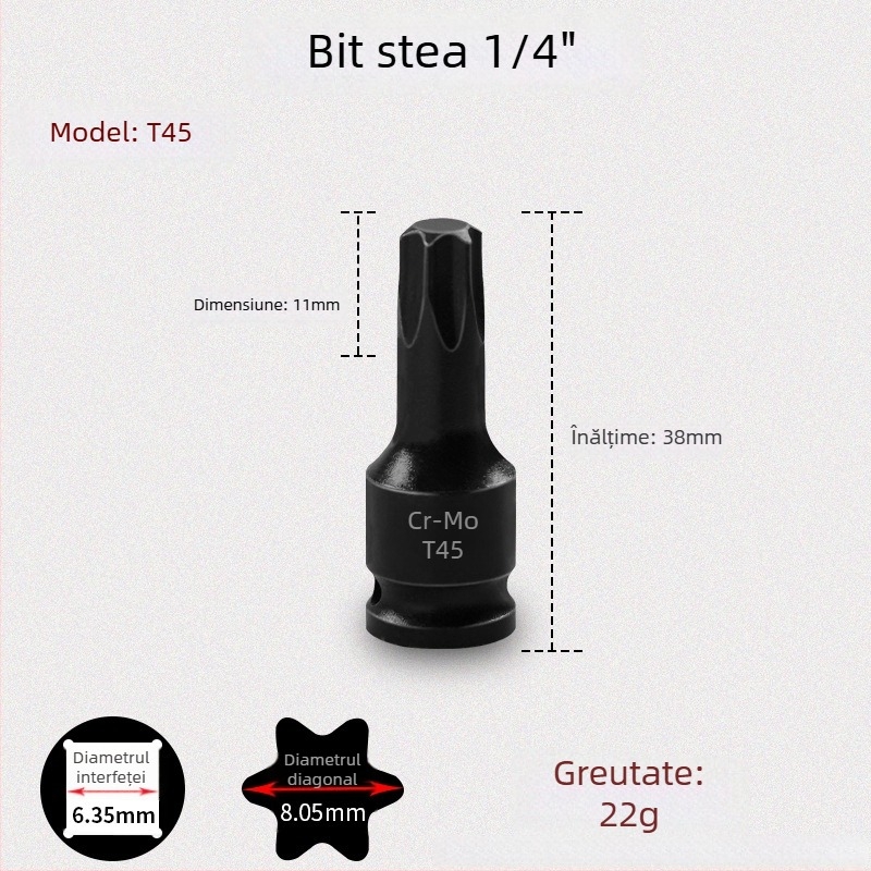 Galic șurubelniță pneumatică cu cap hexagonal și schimbare rapidă a bitilor, oțel crom-molibden, Zhejiang origine