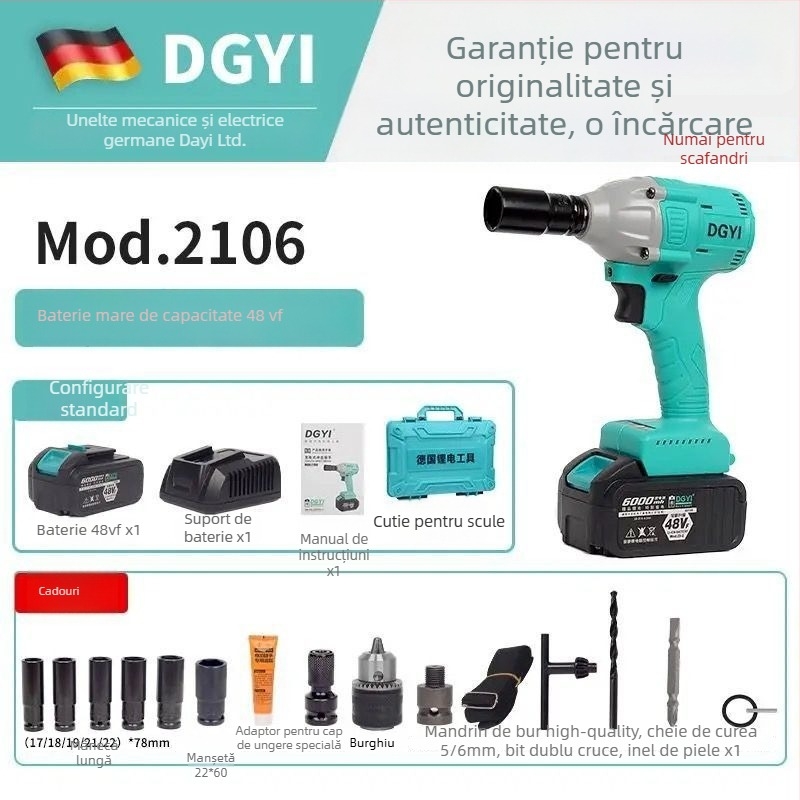 DGYI Cheie cu impact fără peri — Cuplu înalt, 50V, 3500 impacturi