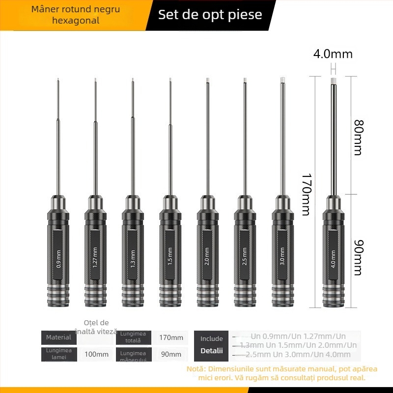 Set hexagonal pentru șurubelnițe și chei pentru modele de aeronave, material izolație VDE, peste 200 de seturi, destinat construcțiilor, format tăietor