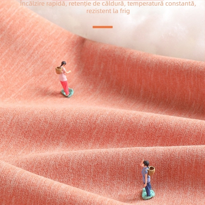 Pantaloni termici cu fibră de încălzire și spandex, croială lejeră, grosime medie, mențin căldura