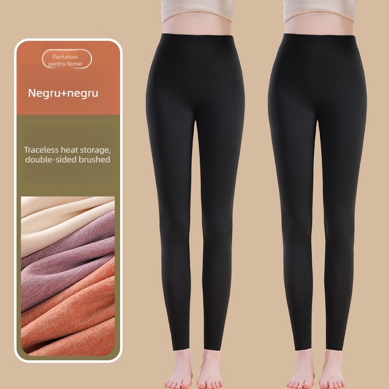 Pantaloni termici cu fibră de încălzire și spandex, croială lejeră, grosime medie, mențin căldura