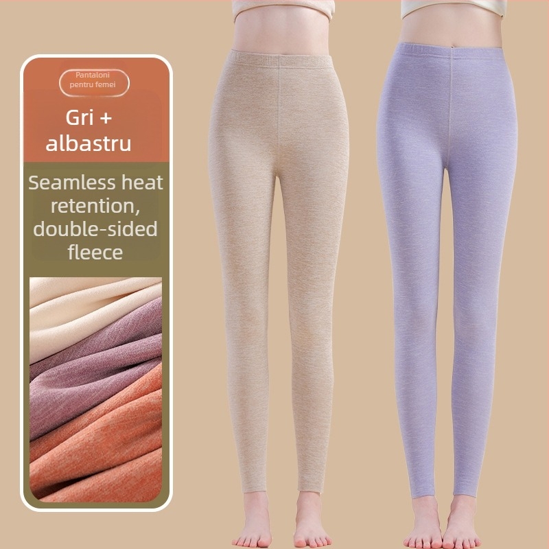 Pantaloni termici cu fibră de încălzire și spandex, croială lejeră, grosime medie, mențin căldura