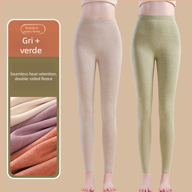 Pantaloni termici cu fibră de încălzire și spandex, croială lejeră, grosime medie, mențin căldura