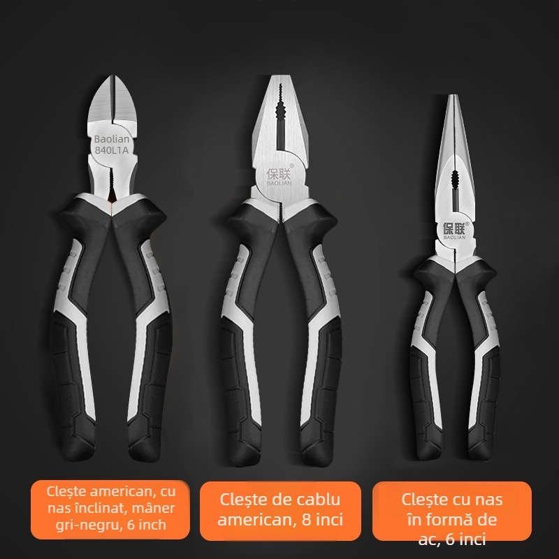 Clește cu vârf subțire și vârf diagonal pentru electricieni, economie de efort, unelte manuale de calitate industrială