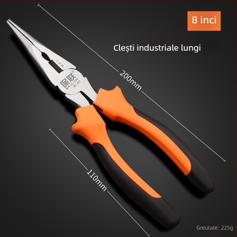 Clește cu vârf subțire și vârf diagonal pentru electricieni, economie de efort, unelte manuale de calitate industrială