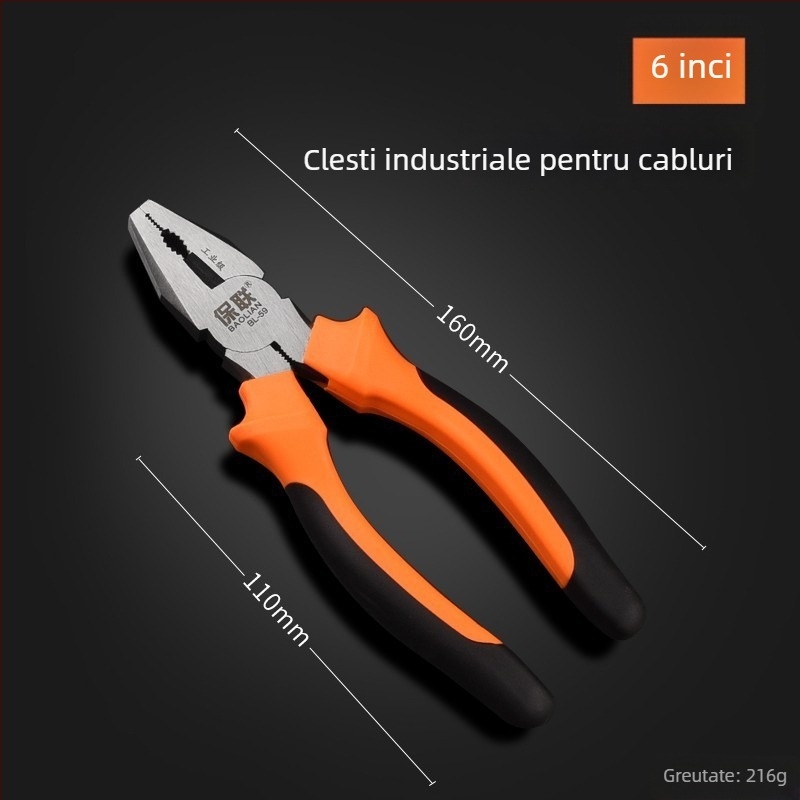 Clește cu vârf subțire și vârf diagonal pentru electricieni, economie de efort, unelte manuale de calitate industrială