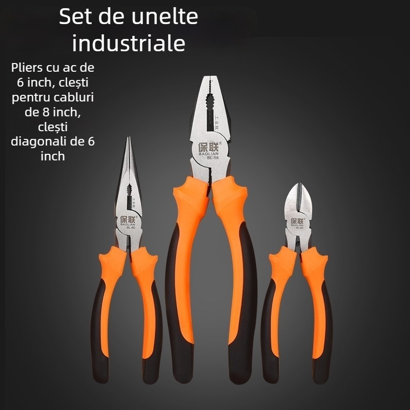 Clește cu vârf subțire și vârf diagonal pentru electricieni, economie de efort, unelte manuale de calitate industrială