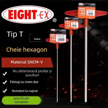 Set șuruburi hexagon cu mâner în formă de T extins, model 018l–2h, oțel crom-vanadiu, format metrice, origine Japonia