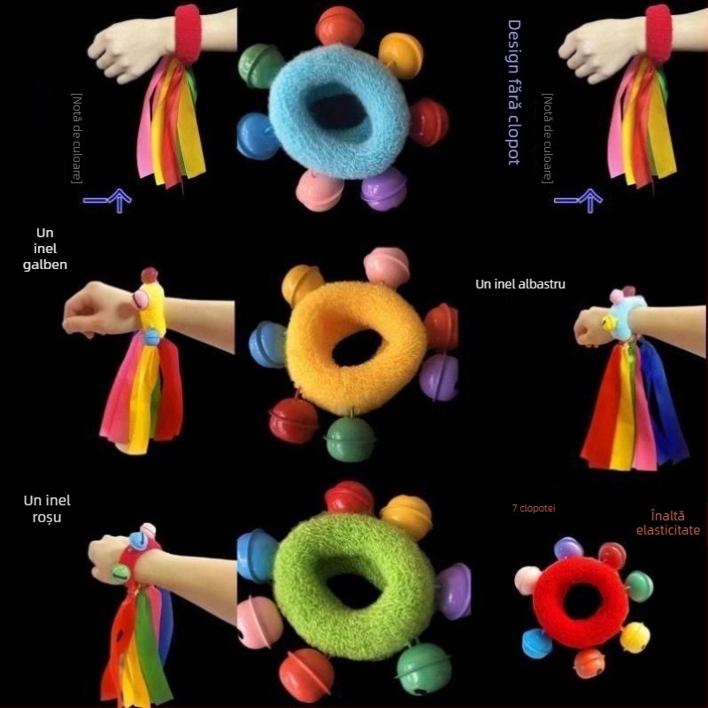 Brățară de încheietură cu clopoțel, design floral, cu bandă elastică, pentru reprezentațiile de dans ale copiilor