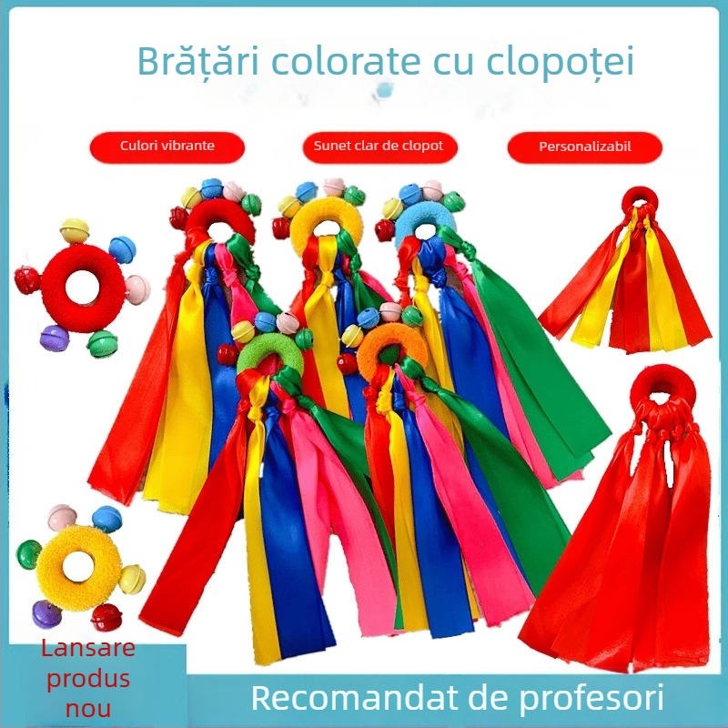 Brățară de încheietură cu clopoțel, design floral, cu bandă elastică, pentru reprezentațiile de dans ale copiilor