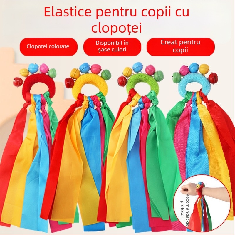 Brățară de încheietură cu clopoțel, design floral, cu bandă elastică, pentru reprezentațiile de dans ale copiilor