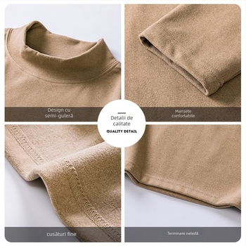 Top de bază pentru stratul inferior, guler semi-înalt, fleece dublu față, mâneci lungi, unisex, poliester 251–300 g/m²