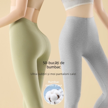 Colanți termici pentru femei din 90–95% bumbac, talie înaltă, ridicare a feselor, modelare corp, păstrează căldura