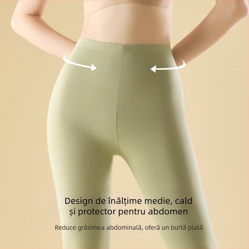Colanți termici pentru femei din 90–95% bumbac, talie înaltă, ridicare a feselor, modelare corp, păstrează căldura