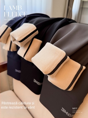 Pantaloni femei din nylon, lungime 9/10, croi strâns, model text, călduroși, 88028#, iarna 2025