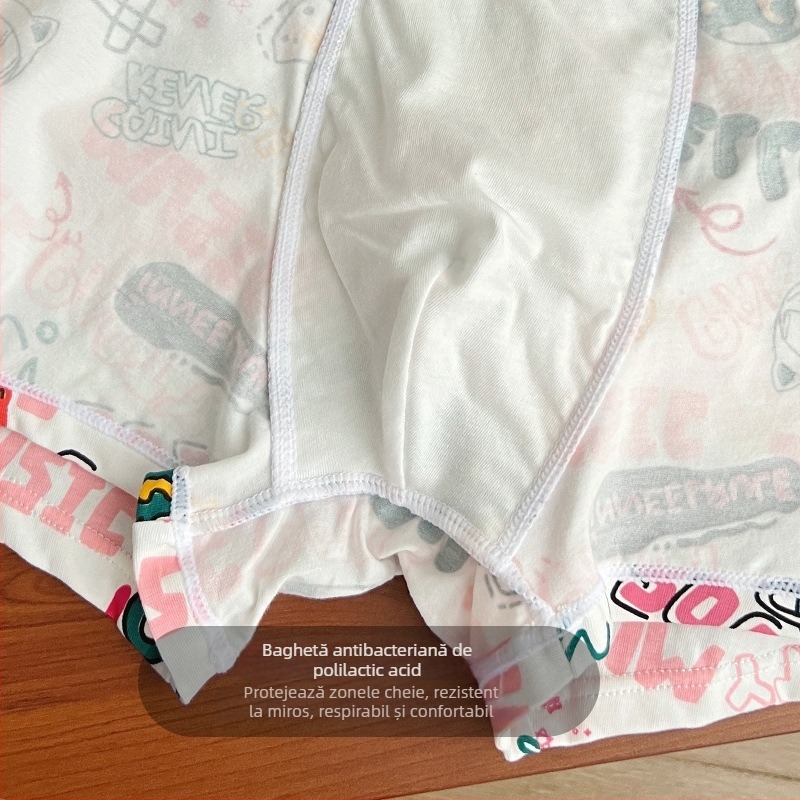 Boxeri bumbac pentru bărbați, model graffiti, respirabili și antibacterieni, design de ridicare a șoldurilor, căptușeală în zona inghinală cu bacterii lactice