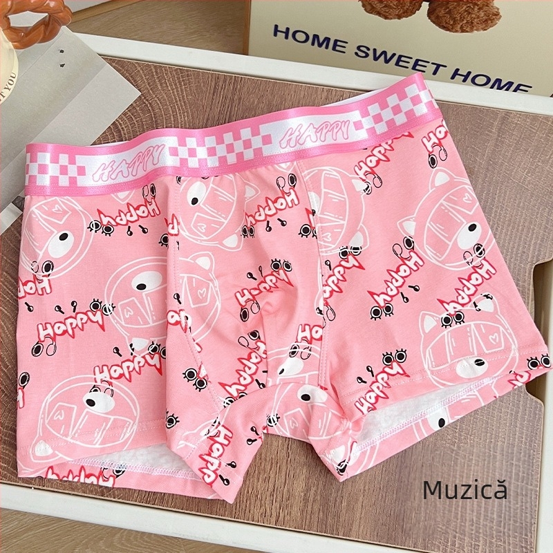 Boxeri bumbac pentru bărbați, model graffiti, respirabili și antibacterieni, design de ridicare a șoldurilor, căptușeală în zona inghinală cu bacterii lactice