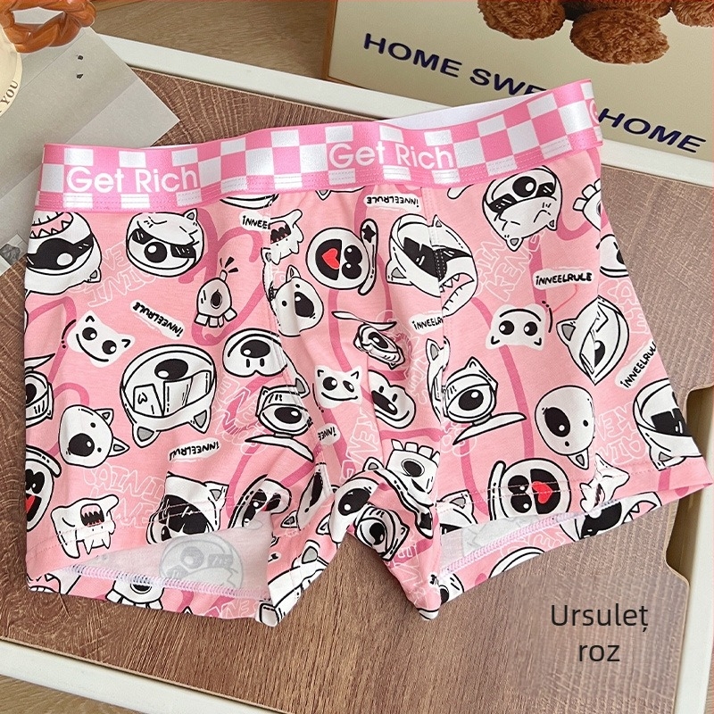 Boxeri bumbac pentru bărbați, model graffiti, respirabili și antibacterieni, design de ridicare a șoldurilor, căptușeală în zona inghinală cu bacterii lactice